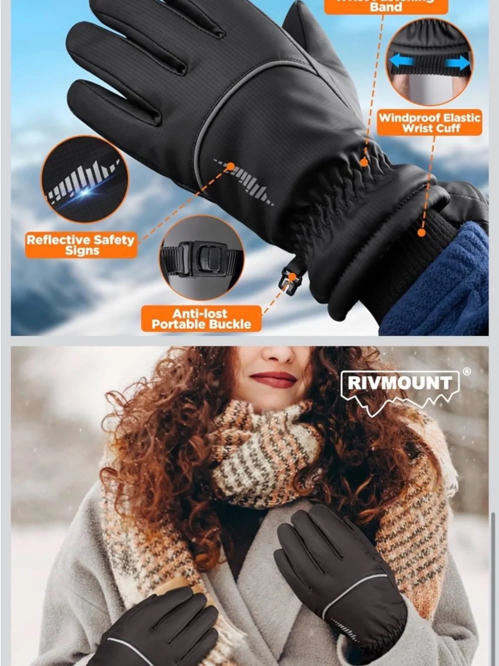 Black Insulated Winter Gloves - Picture 6 of 6